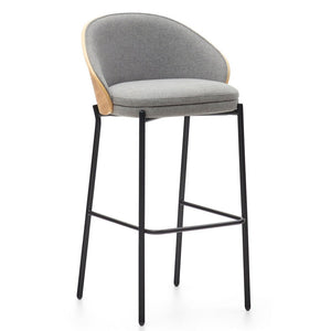 Soren 75cm Fabric Bar Stool in Oak/Light Grey