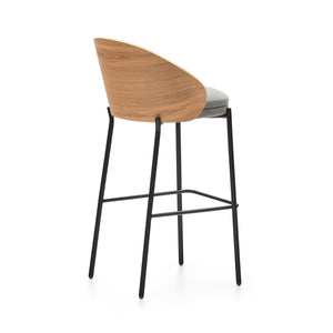 Soren 75cm Fabric Bar Stool in Oak/Light Grey