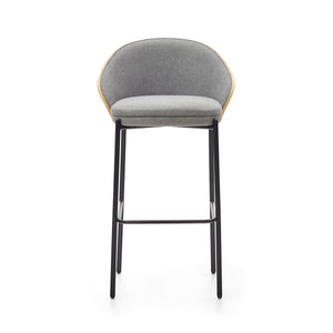 Soren 75cm Fabric Bar Stool in Oak/Light Grey