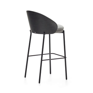 Soren 75cm Fabric Bar Stool in Black/Light Grey