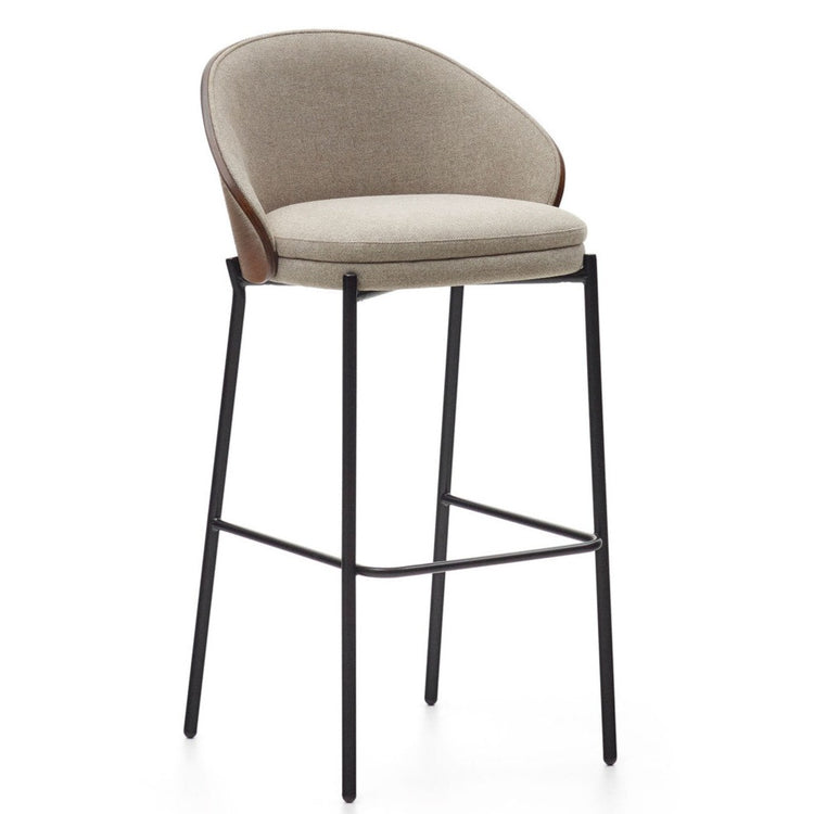 Soren 65cm Fabric Kitchen Bar Stool in Walnut/Light Brown