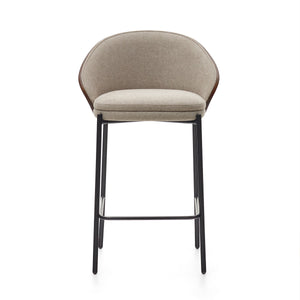 Soren 65cm Fabric Kitchen Bar Stool in Walnut/Light Brown