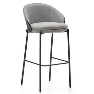 Soren 65cm Fabric Kitchen Bar Stool in Black/Light Grey