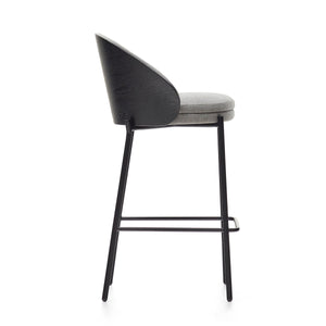 Soren 65cm Fabric Kitchen Bar Stool in Black/Light Grey