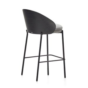 Soren 65cm Fabric Kitchen Bar Stool in Black/Light Grey