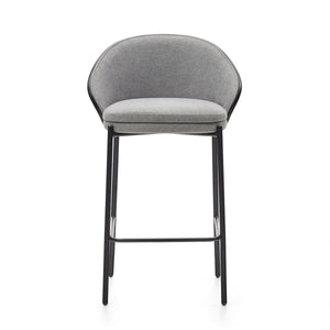 Soren 65cm Fabric Kitchen Bar Stool in Black/Light Grey