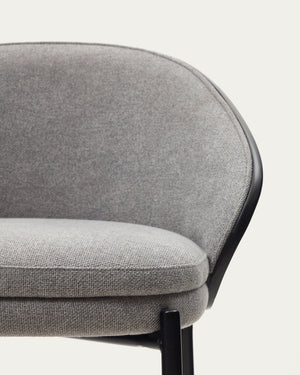 Soren 65cm Fabric Kitchen Bar Stool in Black/Light Grey