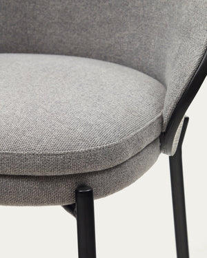 Soren 65cm Fabric Kitchen Bar Stool in Black/Light Grey