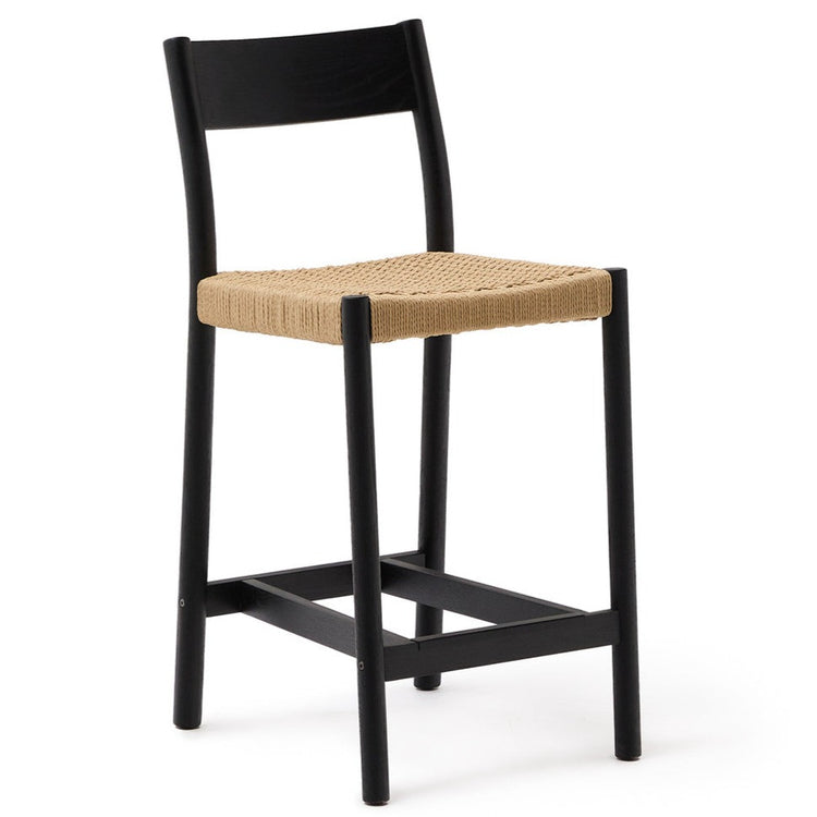 Elsie Rope Kitchen Bar Stool in Black/Natural