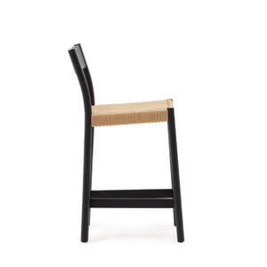 Elsie Rope Kitchen Bar Stool in Black/Natural