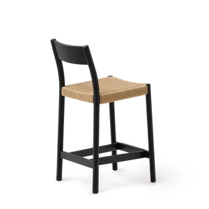 Elsie Rope Kitchen Bar Stool in Black/Natural