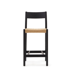 Elsie Rope Kitchen Bar Stool in Black/Natural