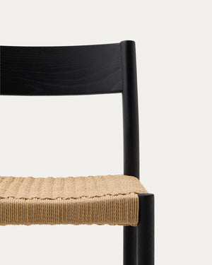 Elsie Rope Kitchen Bar Stool in Black/Natural