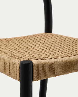 Elsie Rope Kitchen Bar Stool in Black/Natural