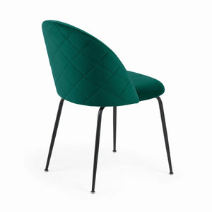 Marcel Velvet Dining Chair in Black/Emerald