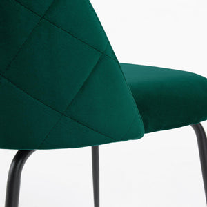 Marcel Velvet Dining Chair in Black/Emerald