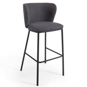 Harper 75cm Fabric Bar Stool in Dark Grey