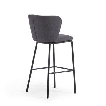 Harper 75cm Fabric Bar Stool in Dark Grey
