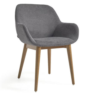 Markus Chenille Fabric Dining Chair in Dark Ash/Dark Grey
