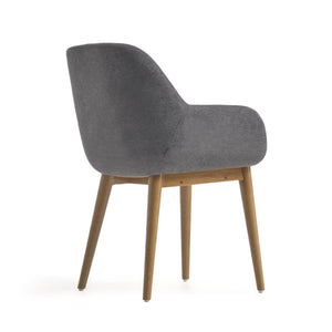 Markus Chenille Fabric Dining Chair in Dark Ash/Dark Grey