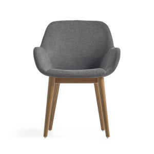 Markus Chenille Fabric Dining Chair in Dark Ash/Dark Grey