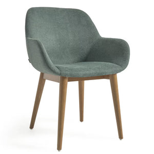 Markus Chenille Fabric Dining Chair in Dark Ash/Green