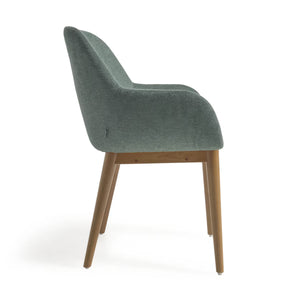 Markus Chenille Fabric Dining Chair in Dark Ash/Green