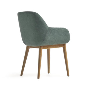 Markus Chenille Fabric Dining Chair in Dark Ash/Green