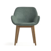 Markus Chenille Fabric Dining Chair in Dark Ash/Green