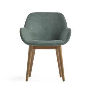 Markus Chenille Fabric Dining Chair in Dark Ash/Green