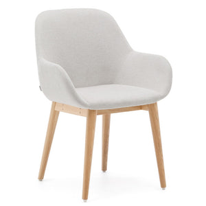 Markus Chenille Fabric Dining Chair in Natural Ash/Beige