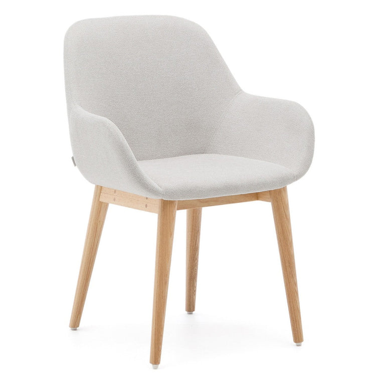 Markus Chenille Fabric Dining Chair in Natural Ash/Beige