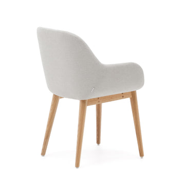 Markus Chenille Fabric Dining Chair in Natural Ash/Beige