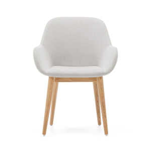 Markus Chenille Fabric Dining Chair in Natural Ash/Beige