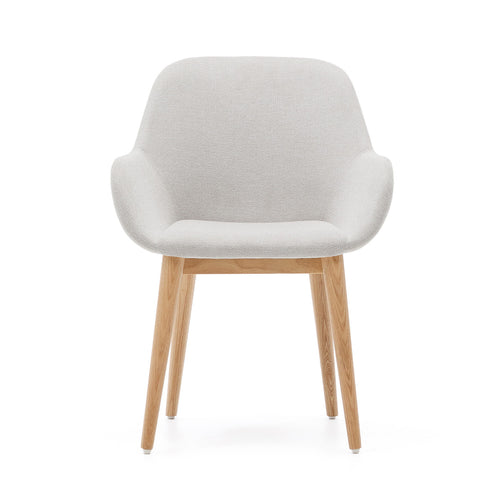 Markus Chenille Fabric Dining Chair in Natural Ash/Beige
