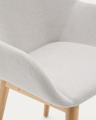 Markus Chenille Fabric Dining Chair in Natural Ash/Beige