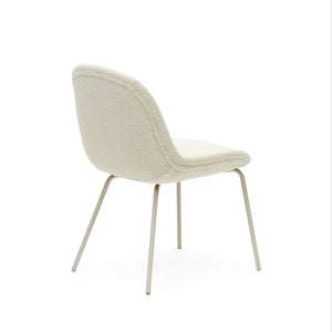 Emmett Boucle Fabric Dining Chair in White