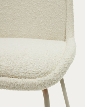 Emmett Boucle Fabric Dining Chair in White