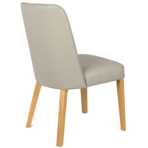 Caleb Leather Dining Chair in Natural/Light Pewter