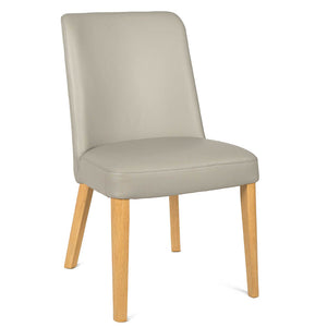 Caleb Leather Dining Chair in Natural/Light Pewter