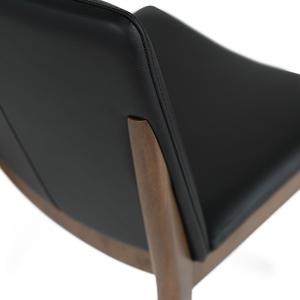 Declan Leather Dining Chair in Walnut/Black