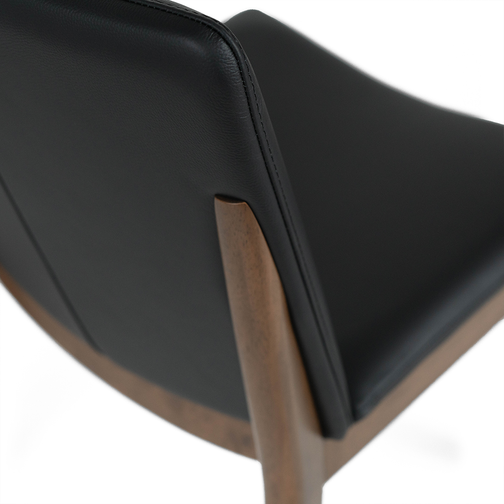 Declan Leather Dining Chair in Walnut/Black
