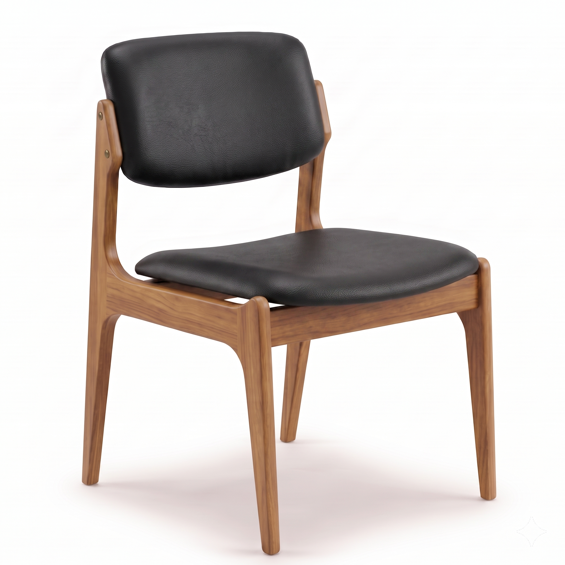 Larsen Leather Dining Chair in Light Walnut/Black