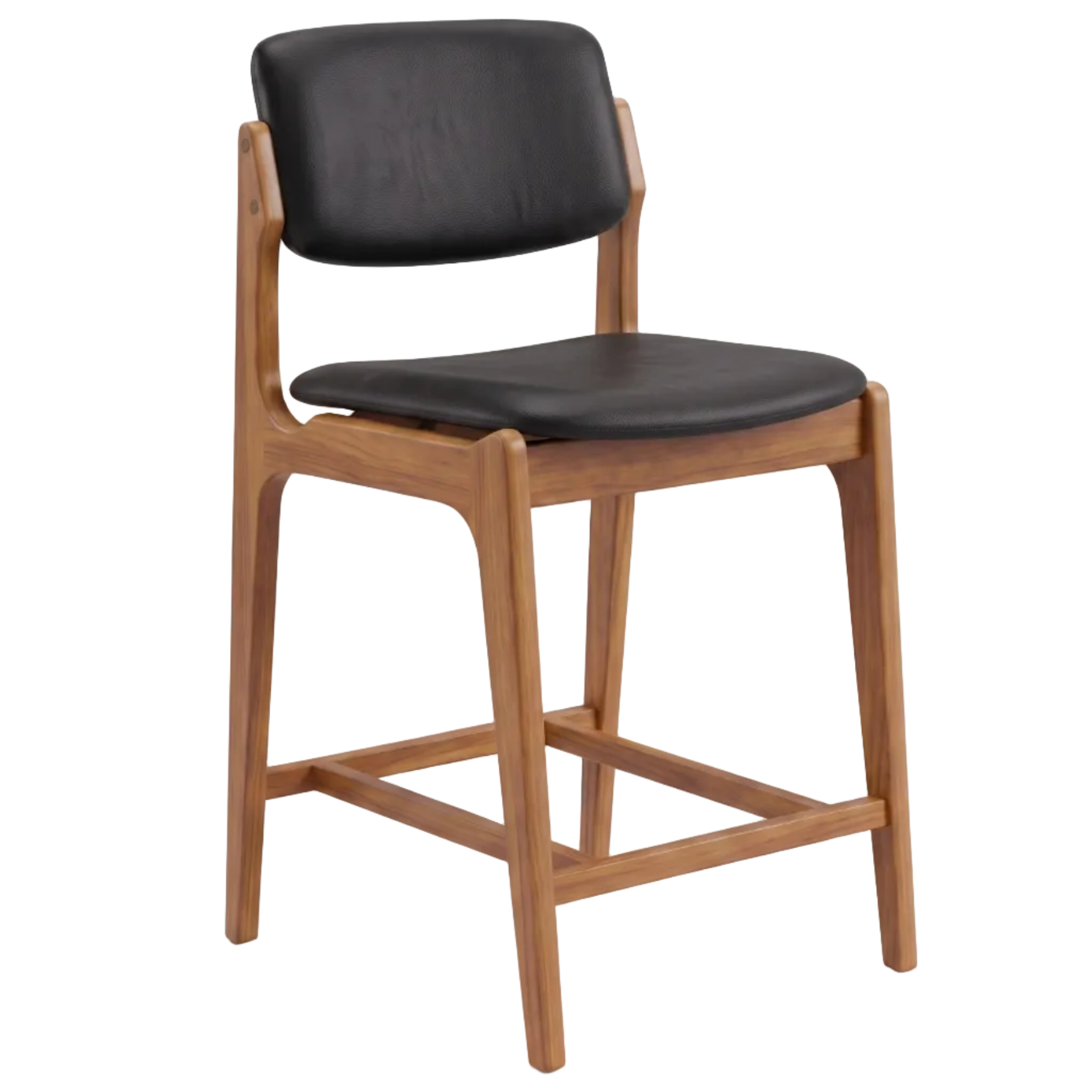 Larsen Leather Kitchen Bar Stool in Light Walnut/Black