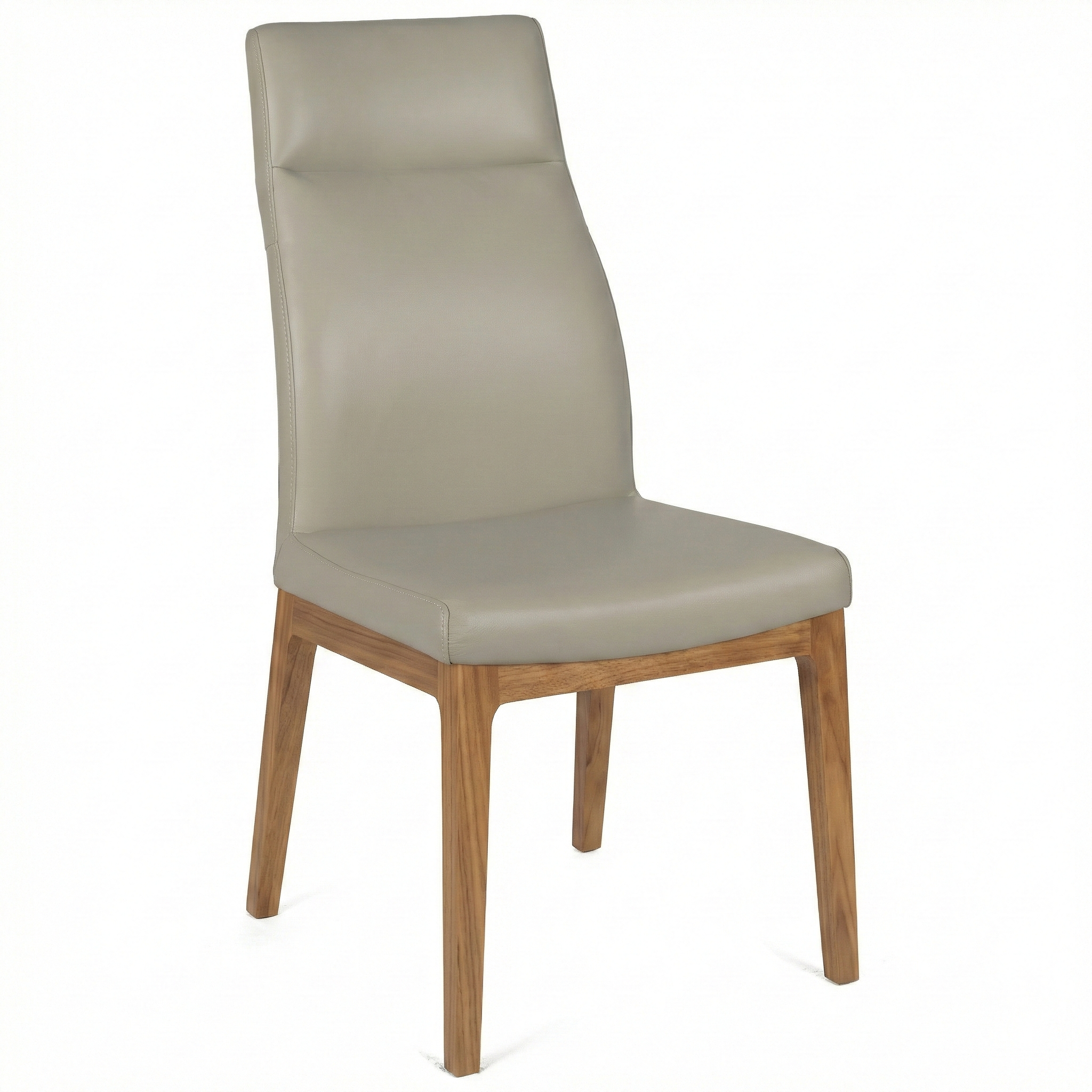 Angelo Leather Dining Chair in Light Walnut/Light Grey