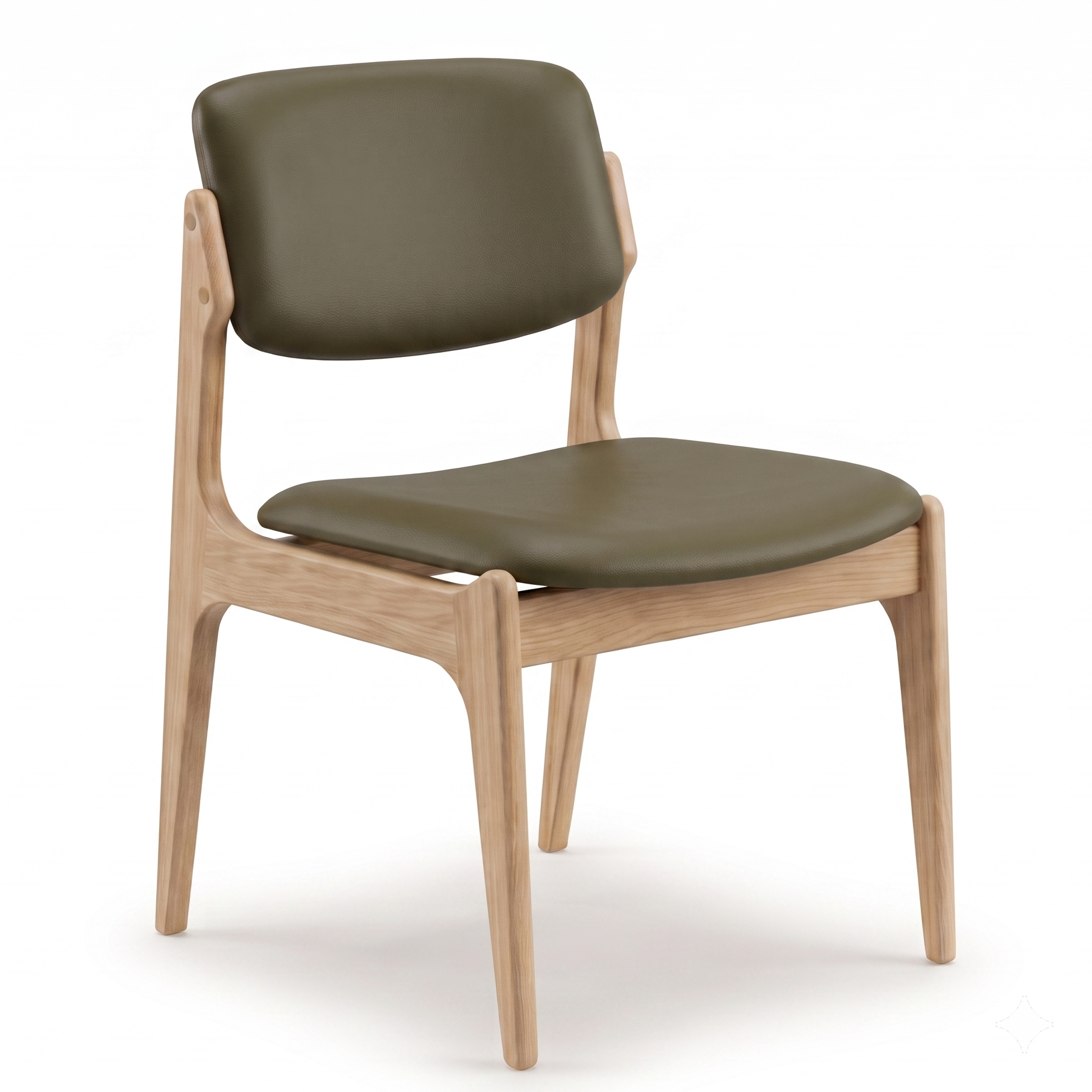 Larsen Leather Dining Chair in Natural/Sage Green