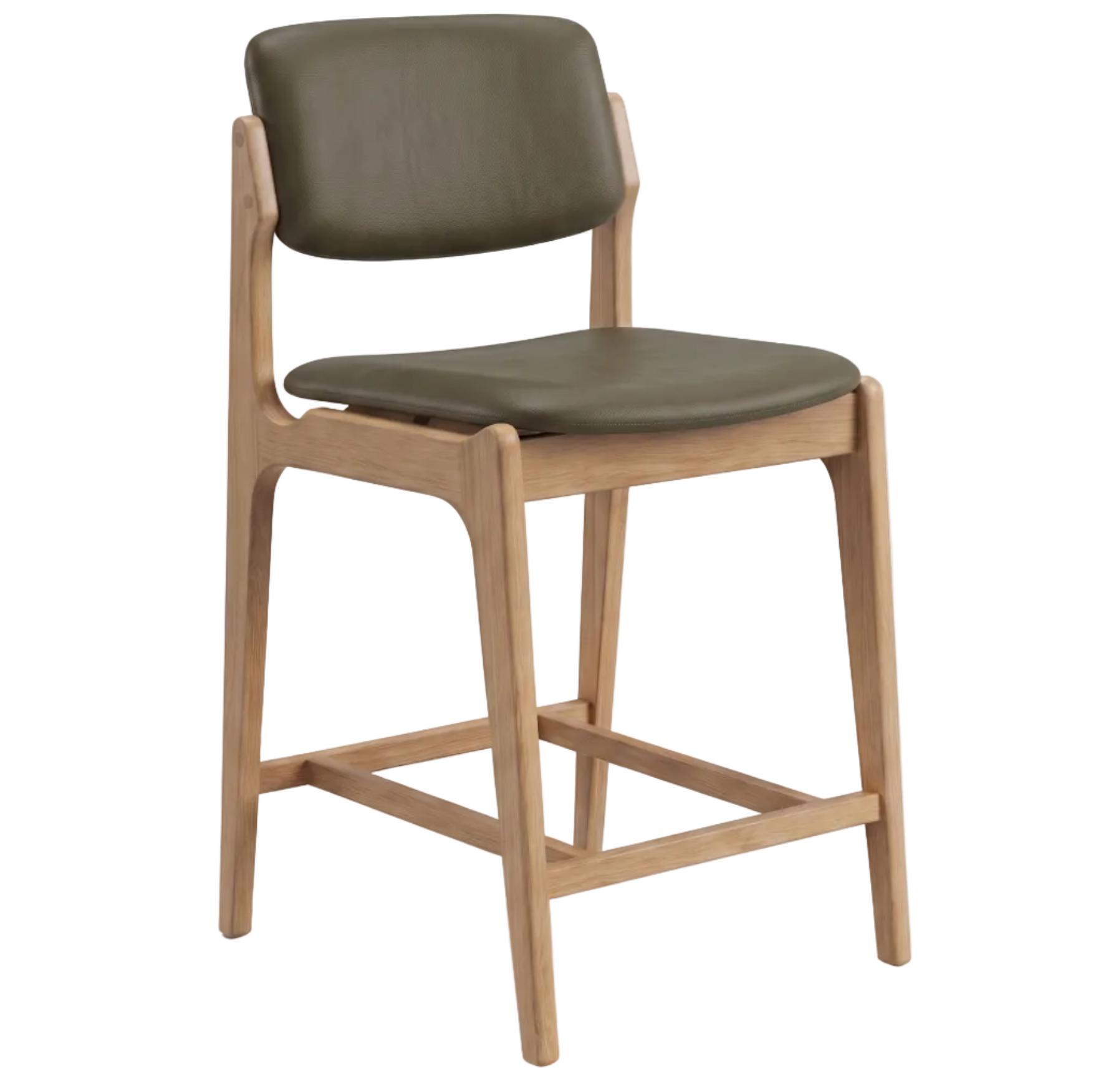 Larsen Leather Kitchen Bar Stool in Natural/Sage Green
