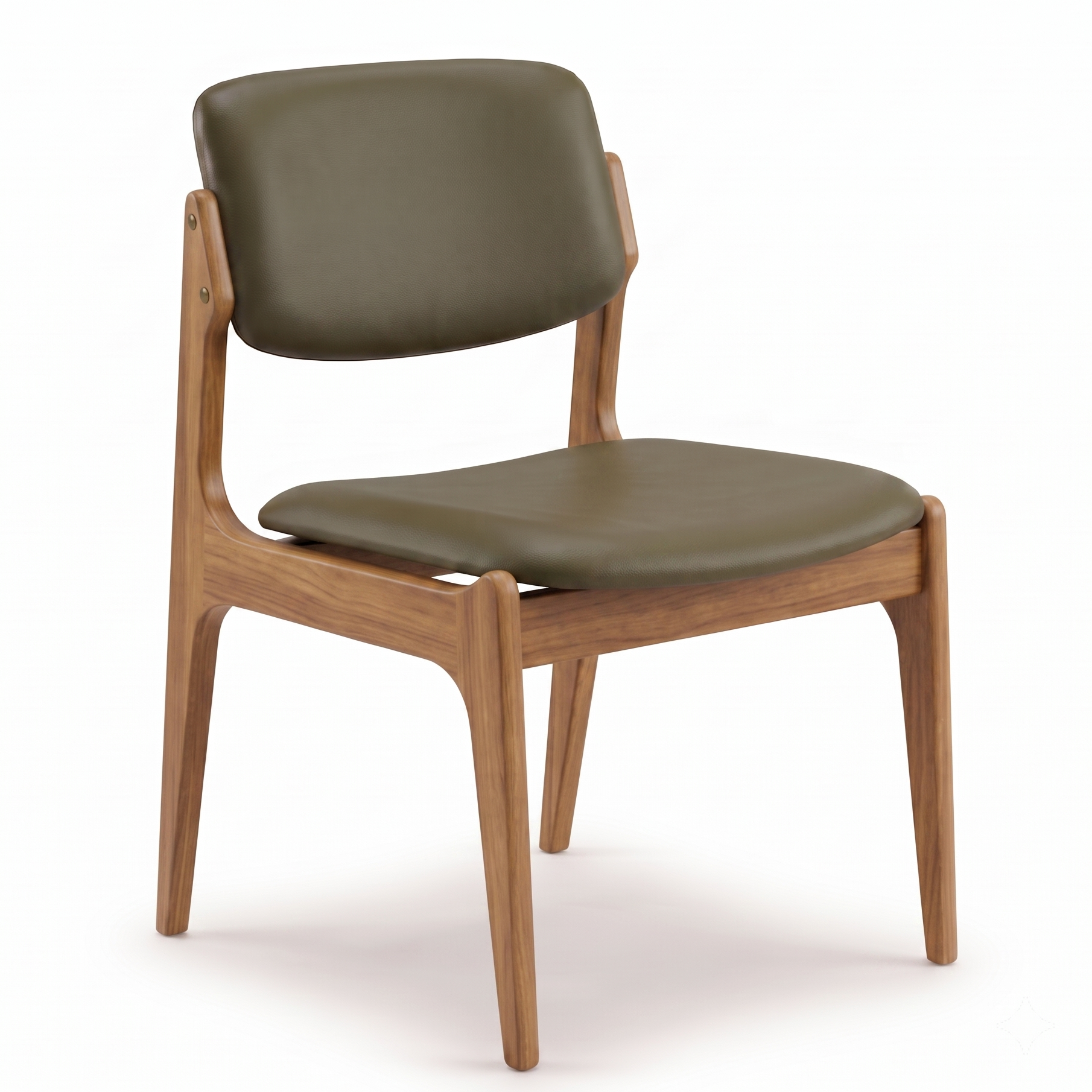 Larsen Leather Dining Chair in Light Walnut/Sage Green