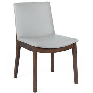 Declan Leather Dining Chair in Walnut/Pewter