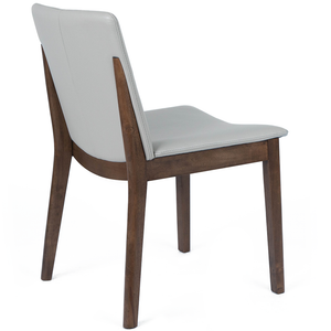 Declan Leather Dining Chair in Walnut/Pewter
